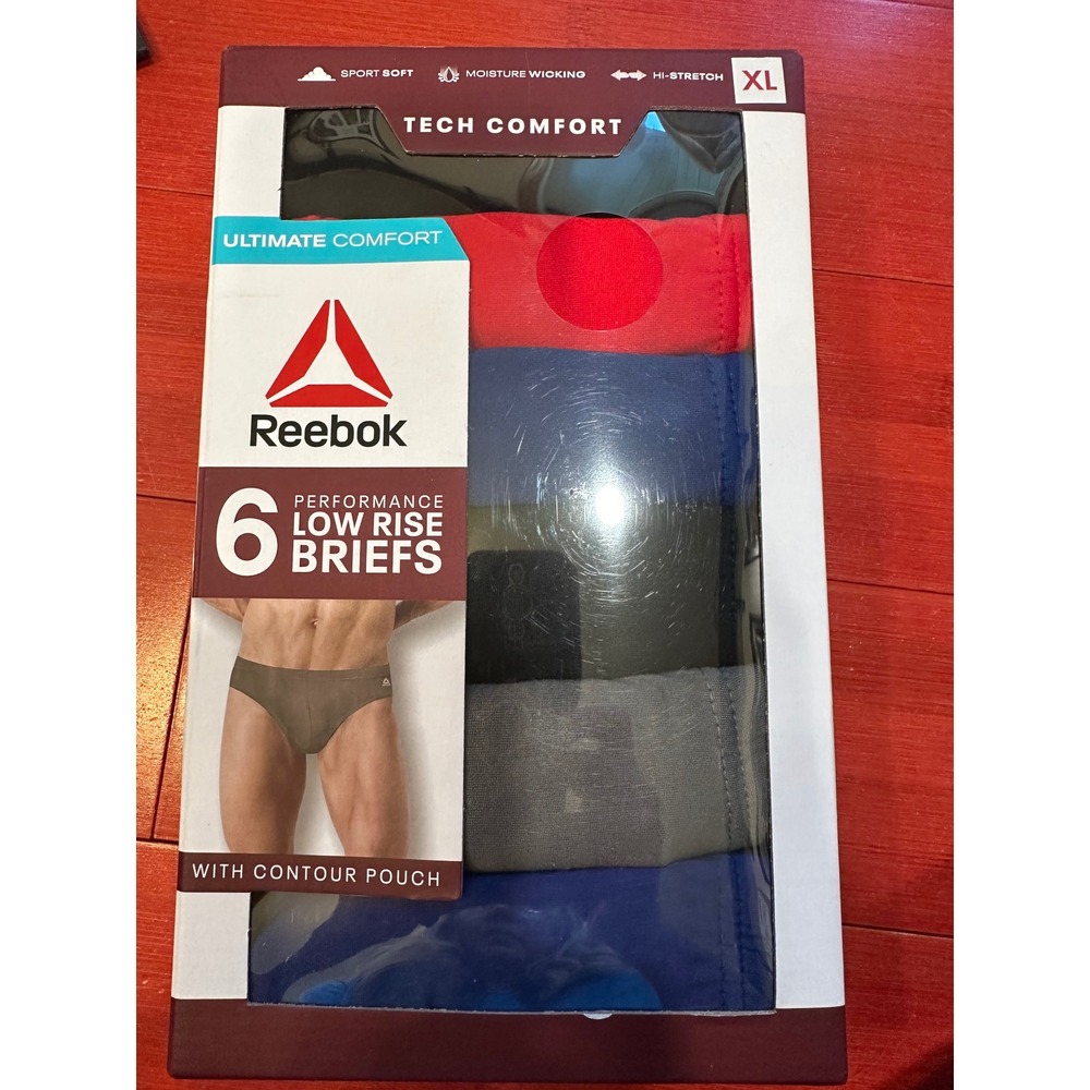 Reebok Mens 6 Pack Performance Low Rise Briefs Tech Comfort XL Multi Color New